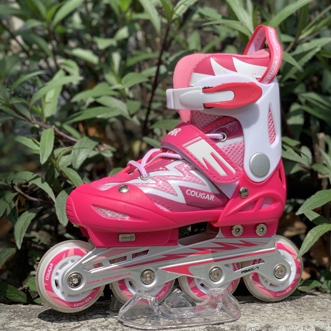 Sepatu Roda Anak Inlineskate Anak Pemula Cougar MZS835L Pink White