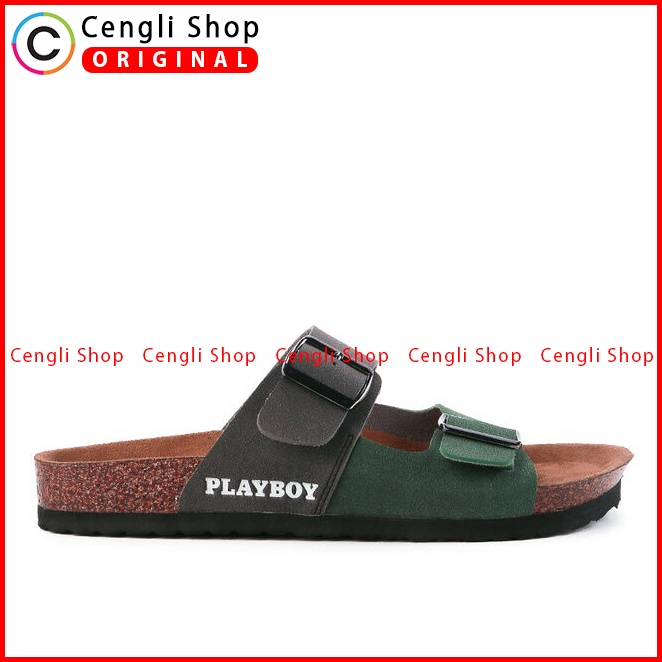 SANDAL SLIDE PLAYBOY PRIA ORIGINAL CASUAL BRANDED ASLI HIJAU PL35