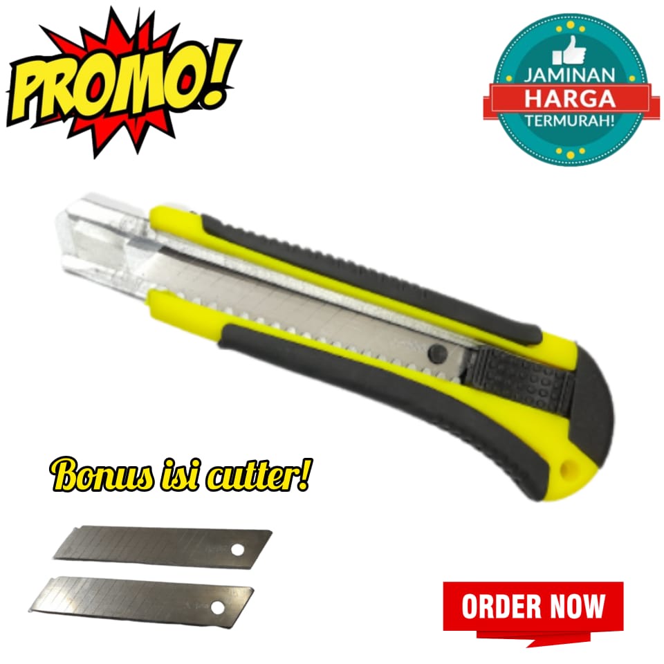 

Hendso Mata Pisau Cutter Karter Kater Silet Gagang Grip Karet Besar Bonus Isi Cutter