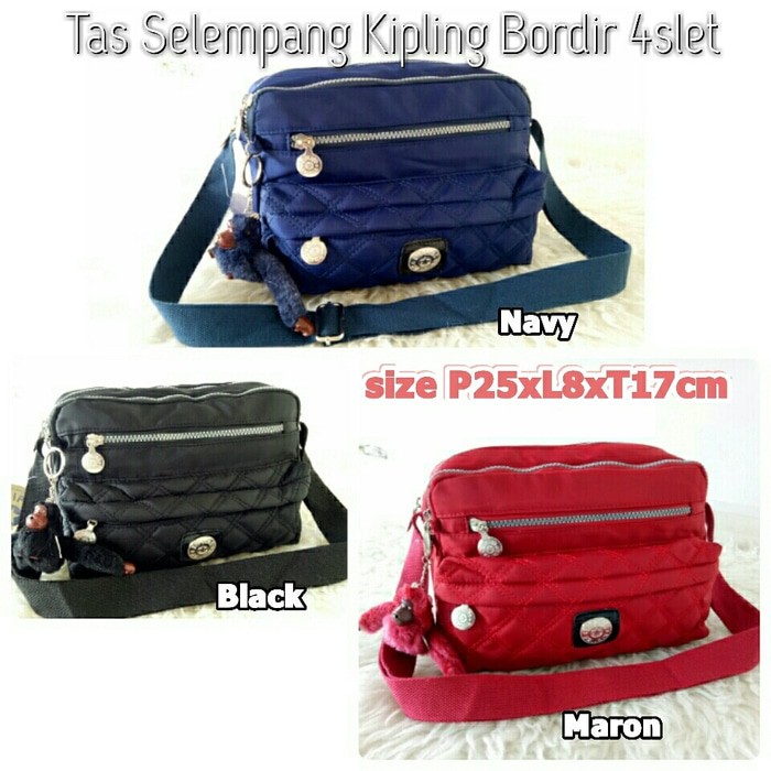KP202 Tas Selempang Wanita Kipling Bordir 4Slet