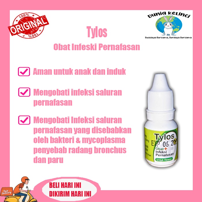 TYLOS 5ML - Obat Infeksi Saluran Pernafasan Flu Kucing Anjing Demam Batuk