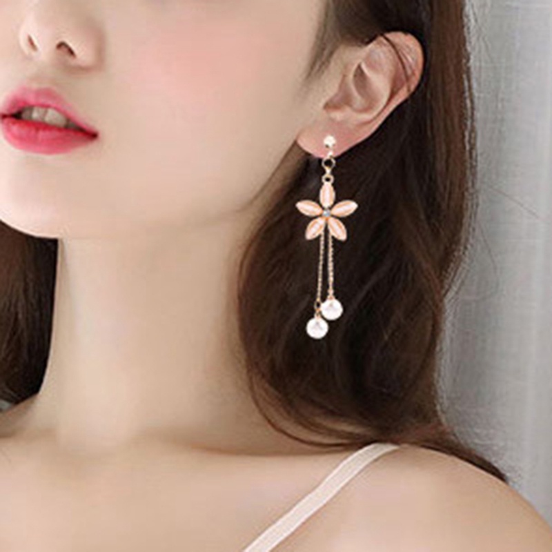 Anting Klip Tanpa Tindik Model Rumbai Gaya Korea Untuk Wanita