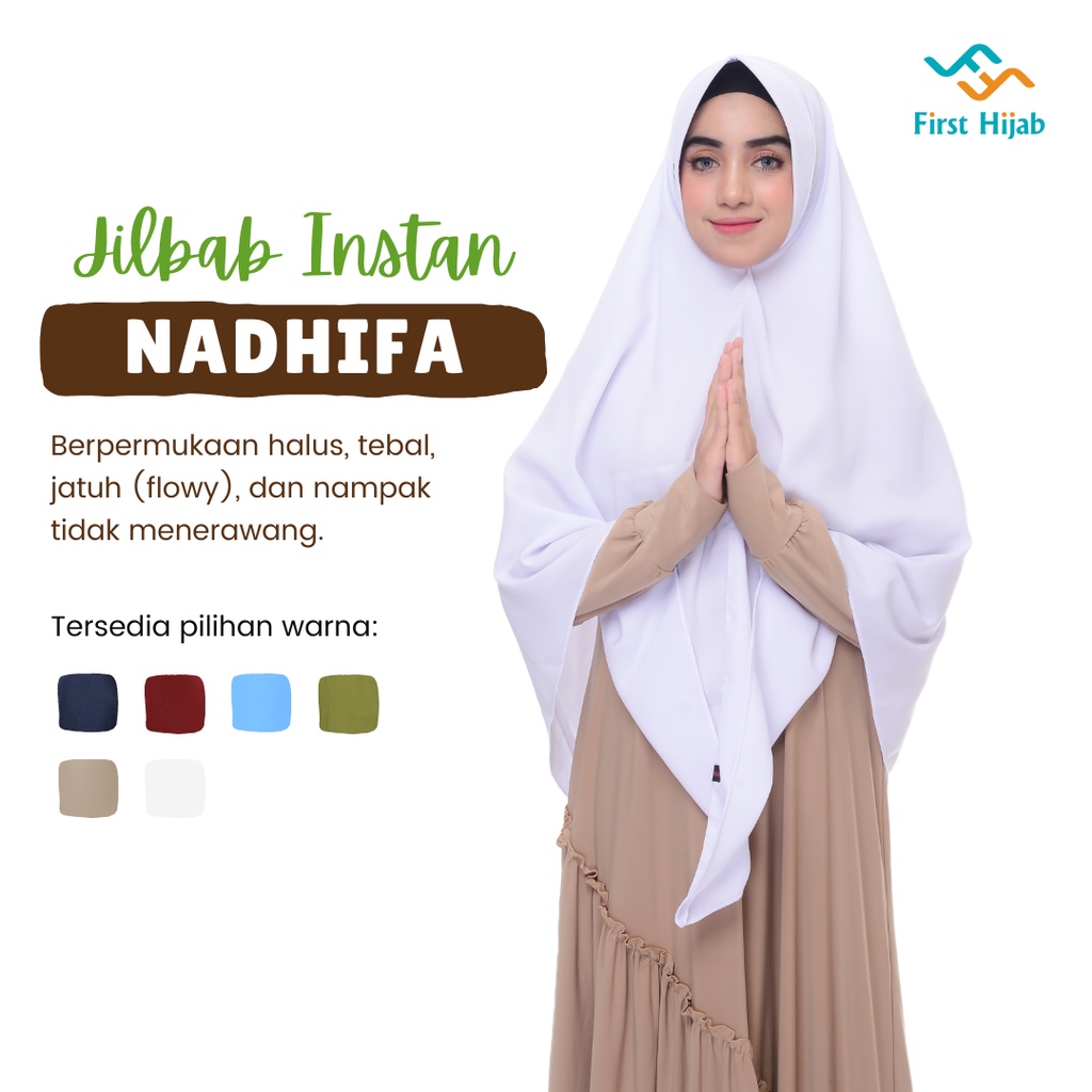 Jilbab Instan Syari Premium Terbaru Model Pet Antem Harga Murah Bahan Wolfis by Nadhifa Putih