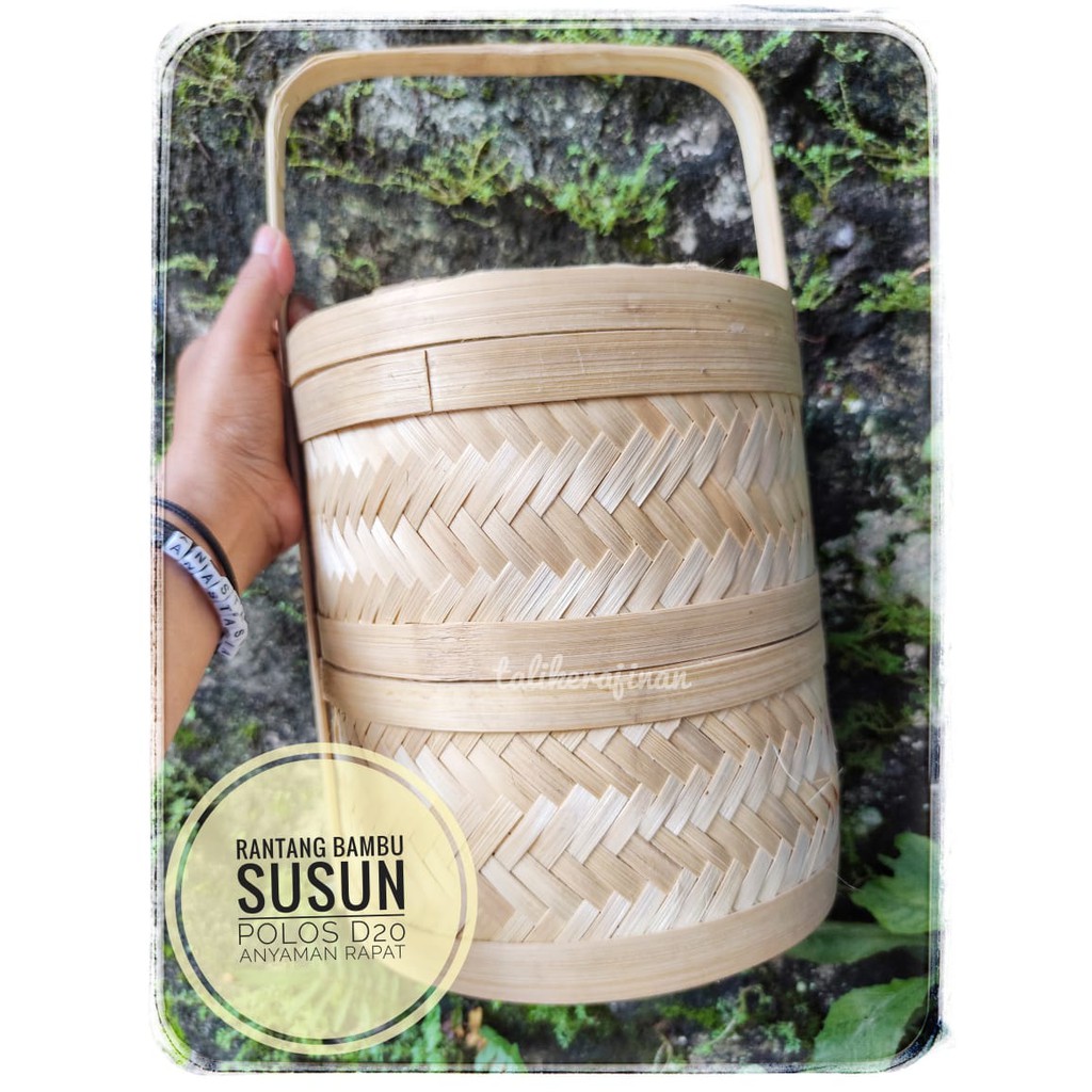 Rantang bambu susun Unik handmade d20