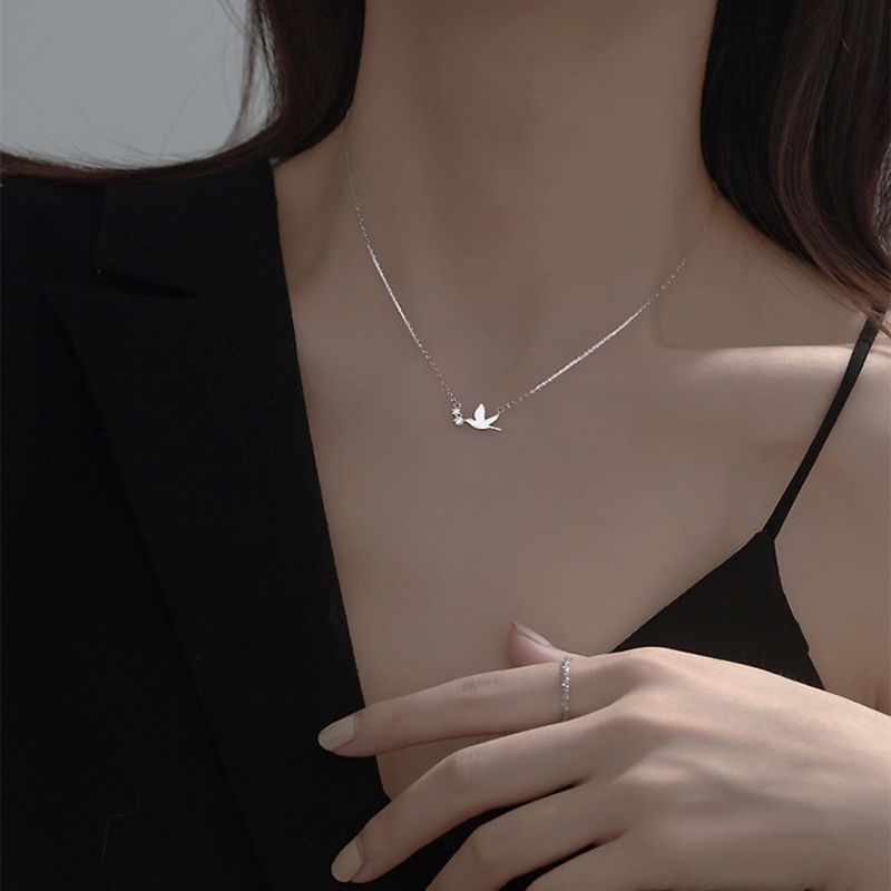 Fashion Peace Dove Pendant Necklace Kalung Korea Bird Silver Chain Necklaces for Women Jewelry Gift