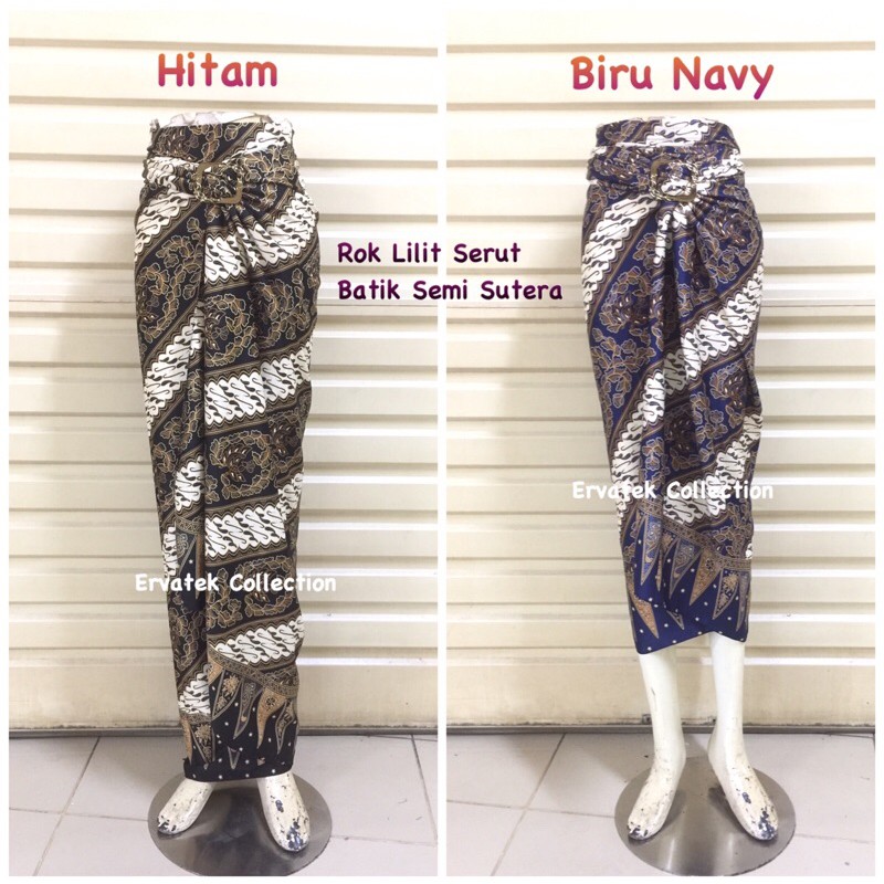 Rok Lilit Serut Batik R017 Warna Putih Kombinasi / Wrap Skirt / Bawahan Kebaya / Rok Sepan