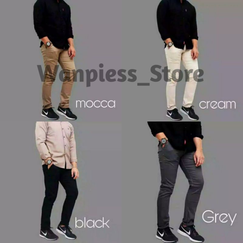 BIG SIZE / JUMBO 27-38 Celana Chino Panjang  Pria Slim Fit