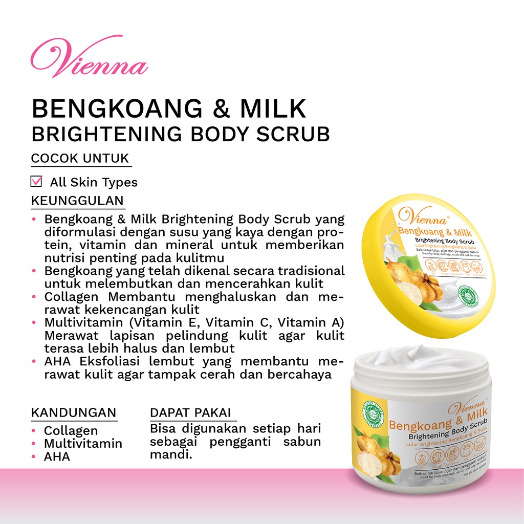 VIENNA BODY SCRUB BENGKOANG &amp; MILK 250gr