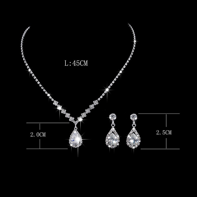 Set Perhiasan Wanita Titanium Kalung Anting Pengantin Wanita Bahan Swarovski Cubic Zirconia PX821