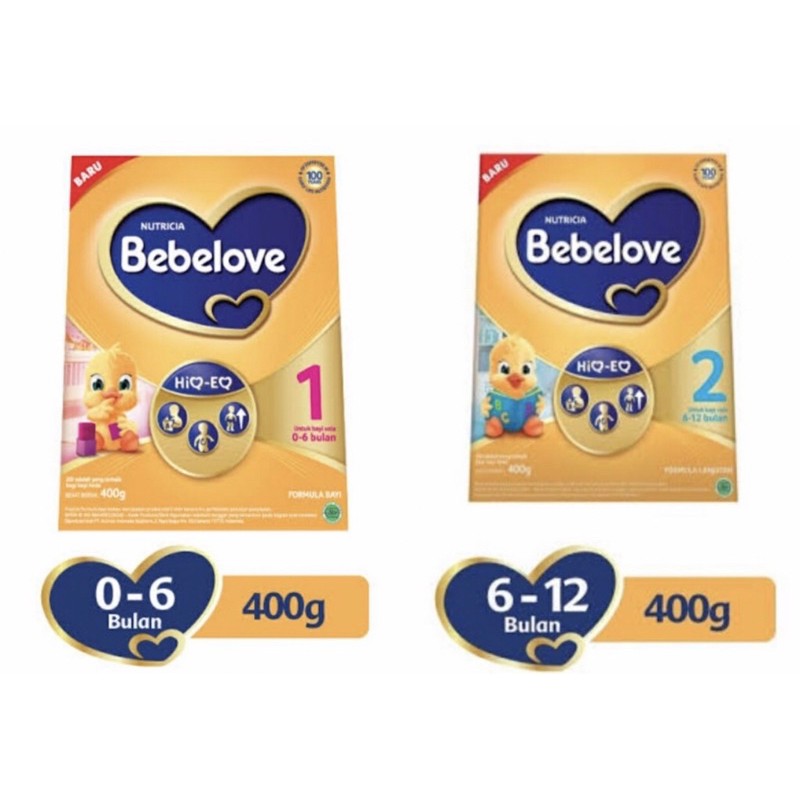 Bebelove 1 &amp; 2 400 gram ( susu nutrisi lengkap bayi 0-12 bulan &amp; 6-12 bulan )