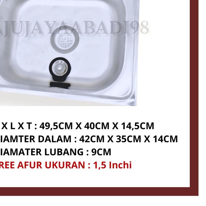 BAK CUCI PIRING / BAK CUCI PIRING STAINLESS / WASTAFEL FREE AFUR / BAK CUCI PIRING 1 LUBANG ◄