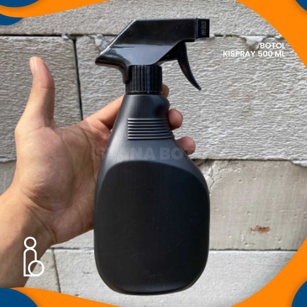 BOTOL SPRAY 500ML SEMPROT KISPRAY HDPE HITAM / BOTOL SPRAY HITAM 500ML KISPRAY HDPE