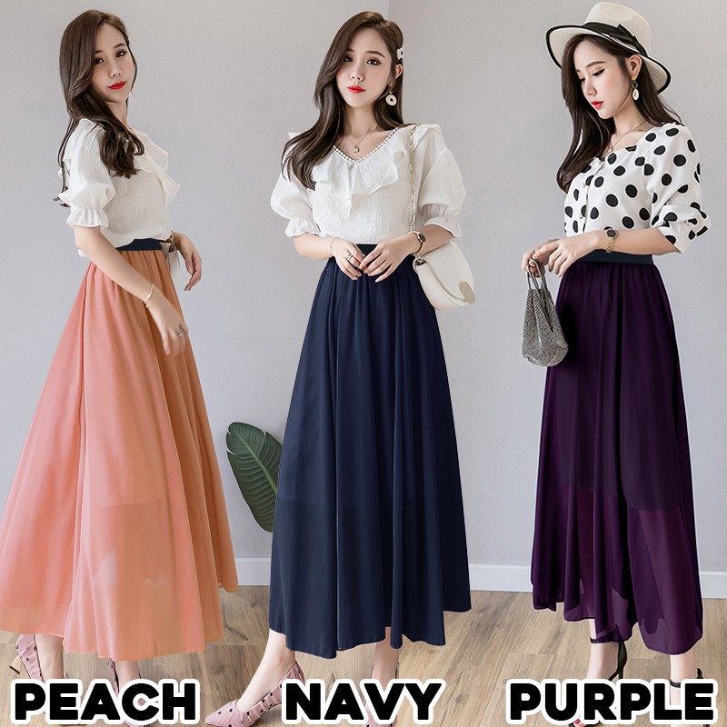 (1103 ROK)Chiffon Long Skirt/Rok sifon/Rok Panjang