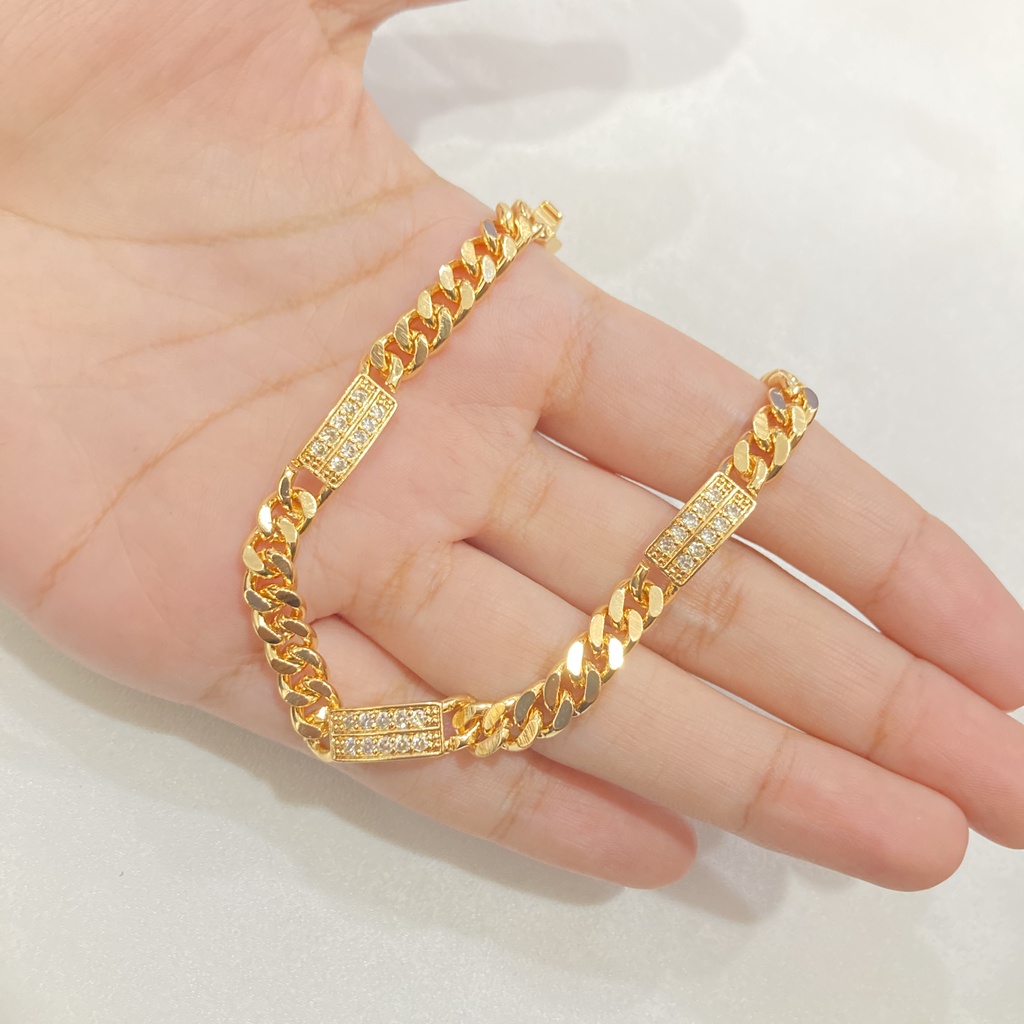Gelang Tangan Wanita Model Plat Lapis Emas Aksesoris Perhiasan 18K