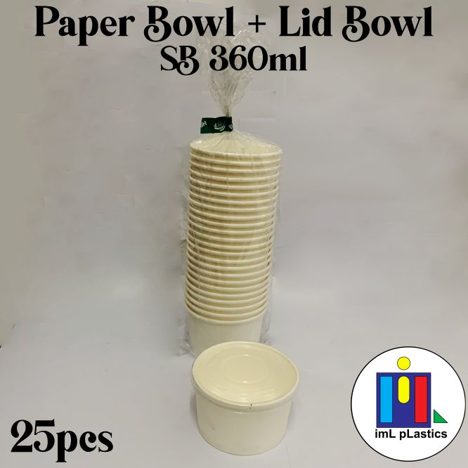 Paper Bowl SB 360ml + Lid bowl - 1 dus isi 20pack