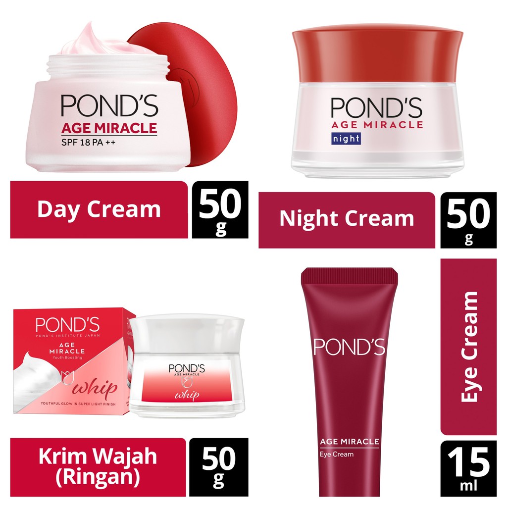 Ponds Age Miracle Day Cream / Night Cream / Whip Cream / Moisturizer Krim Wajah Youthful Glow 50g