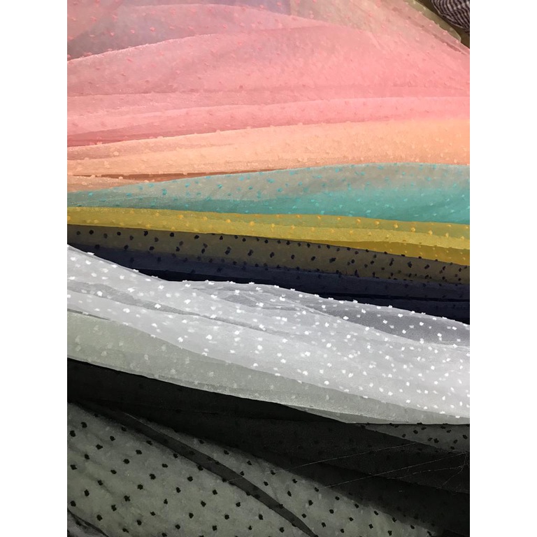 Rubiah Organza Tile Polkadot Kain