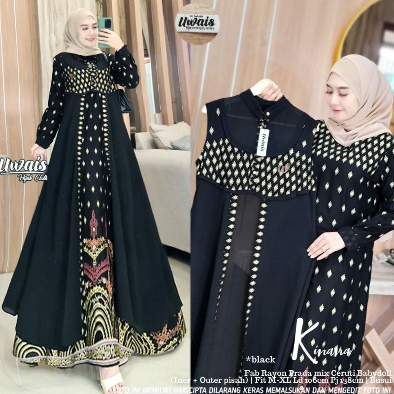 KINANA BY UWAIS/gamis/gamis solo/gamis rayon prada/gamis terbaru/gamis lebaran/dress