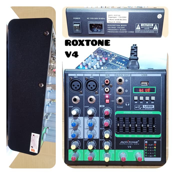 MIXER AUDIO 4 CHANNEL ROXTONE V4 PROFESIONAL LIVE MIXING