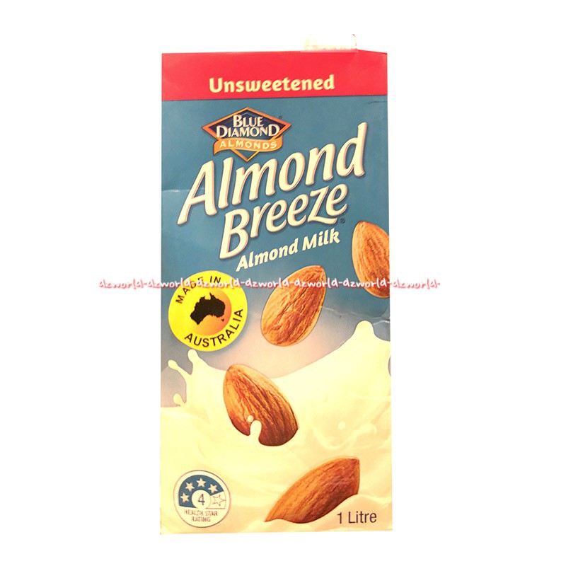 Blue Diamond Almond Breeze Almond Milk 1L Chocolate Unsweeted Susu Uht KAcang Almon Made in Australi