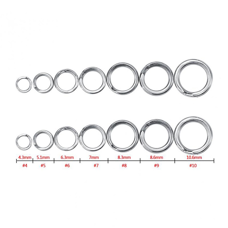 50pcs/lot  Strengthen Solid Ring Lure Connecting Ring Fishing Accessories Stainless Steel Split Rings High Quality