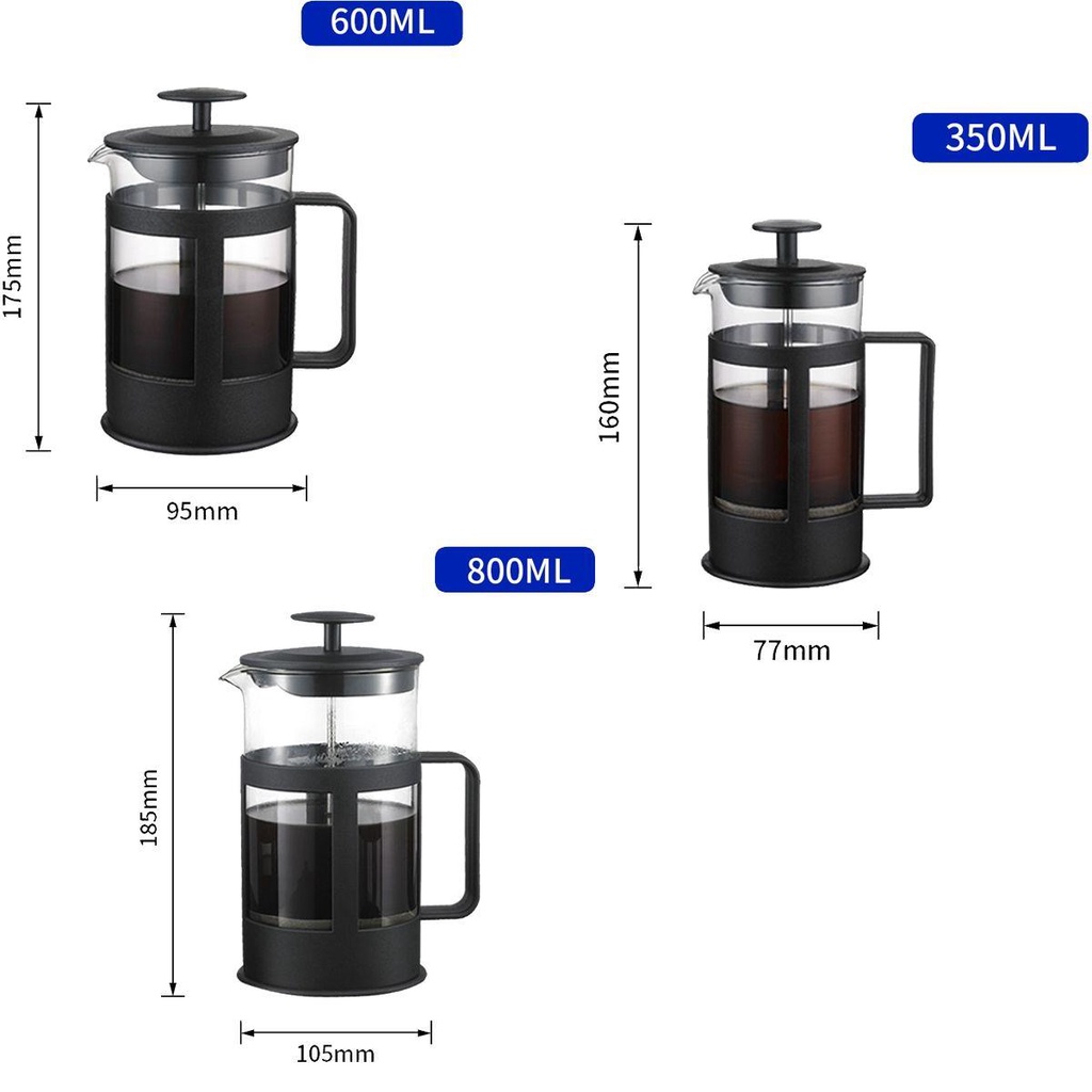 Rebuy French Press Filtration Plunger Alat Pembuat Teh Kaca Borosilicate Tebal