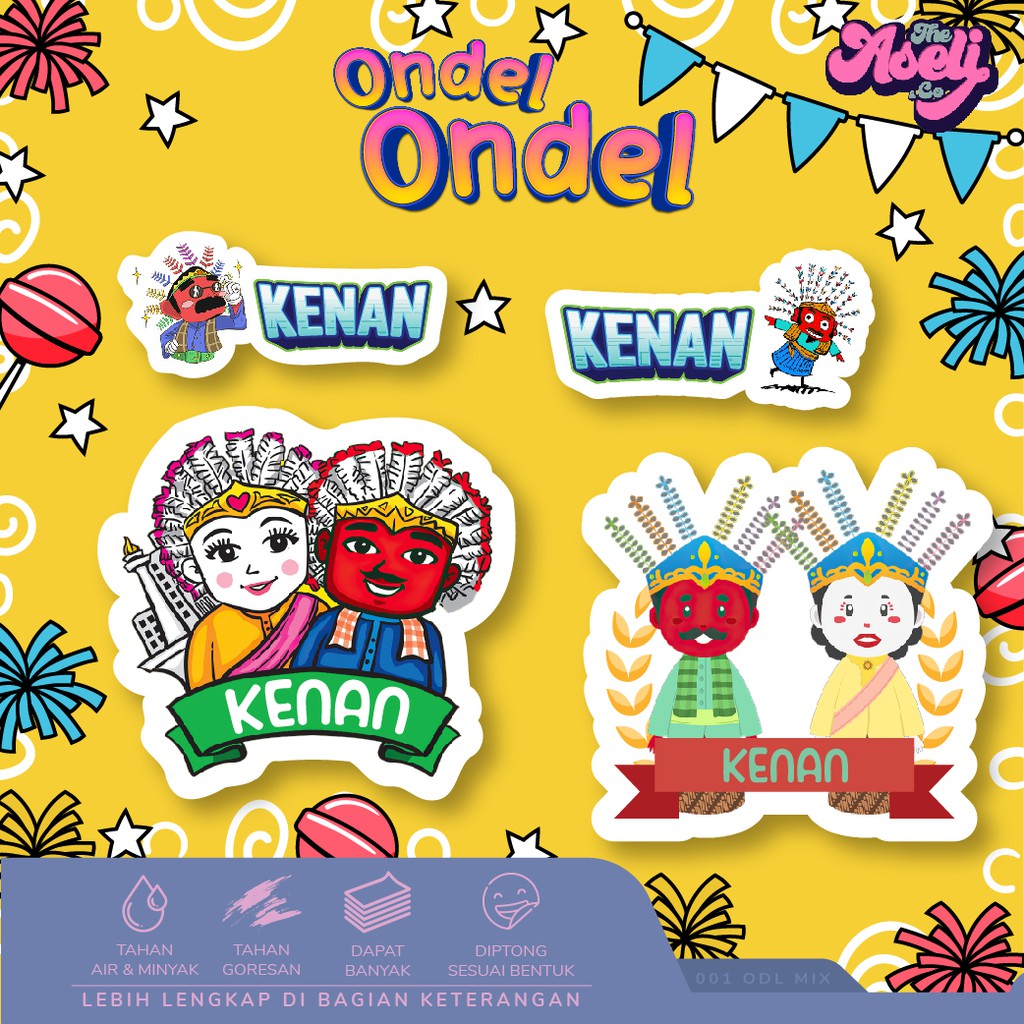 

Stiker nama custom waterproof ondel - ondel