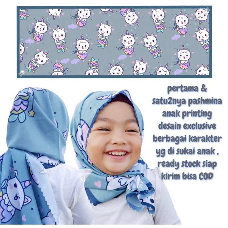 PASHMINA ANAK UNICORN MERMAID / PASHMINA ANAK / HIJAB ANAK / JILBAB ANAK / KERUDUNG ANAK