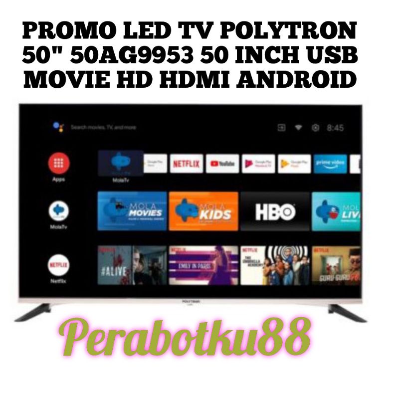 PROMO LED TV POLYTRON 50" 50AG9953 50 INCH USB MOVIE HD HDMI ANDROID 50AG 9953 50 AG9953