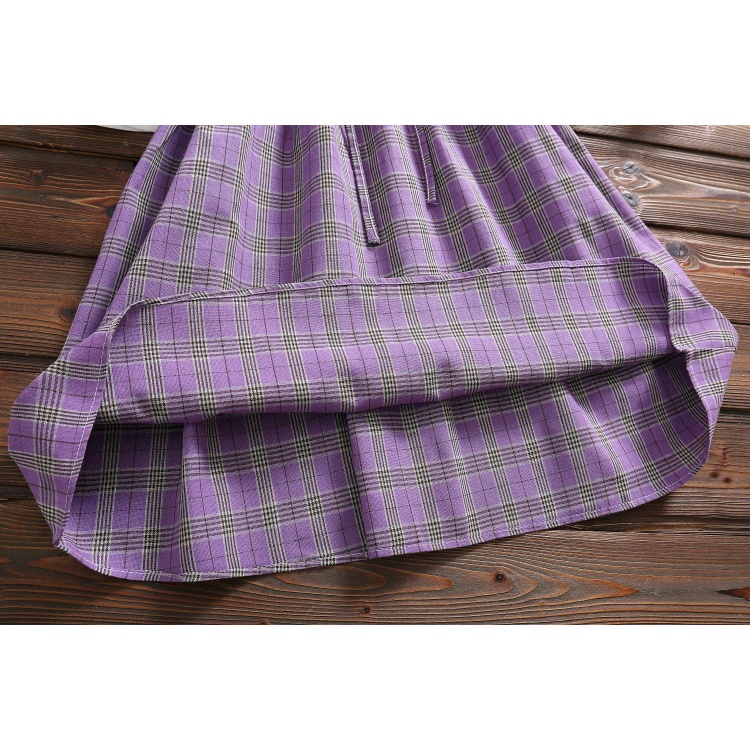 MR-79 high quality midi dress serut pinggang tartan japan mori fashion import jepang