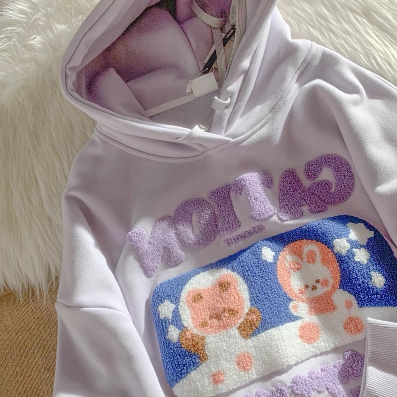 Sweater hoodie import big size oversized bear bunny astrounaut korea