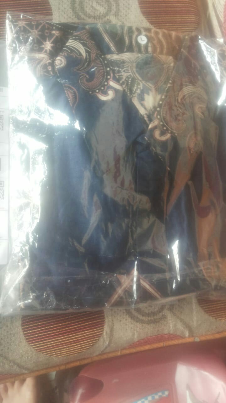 Kemeja Batik Pria Warna Biru Navy Ijo Hijau Modern Lengan Panjang Casual Modis Trendy Masa Kini