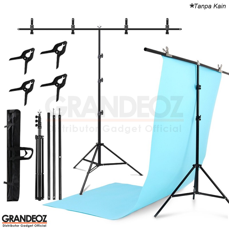 T-Shape Tiang Background Foto Produk Tripod T-Shaped Bracket Stand Backdrop Studio 260 x 200 150 cm