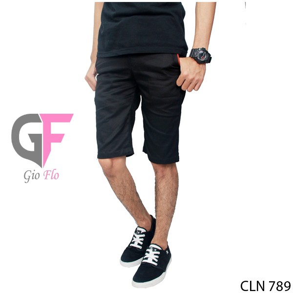 GIOFLO Celana Pendek Distro Pria Chino Casual Polos Modis Hitam / CLN 789