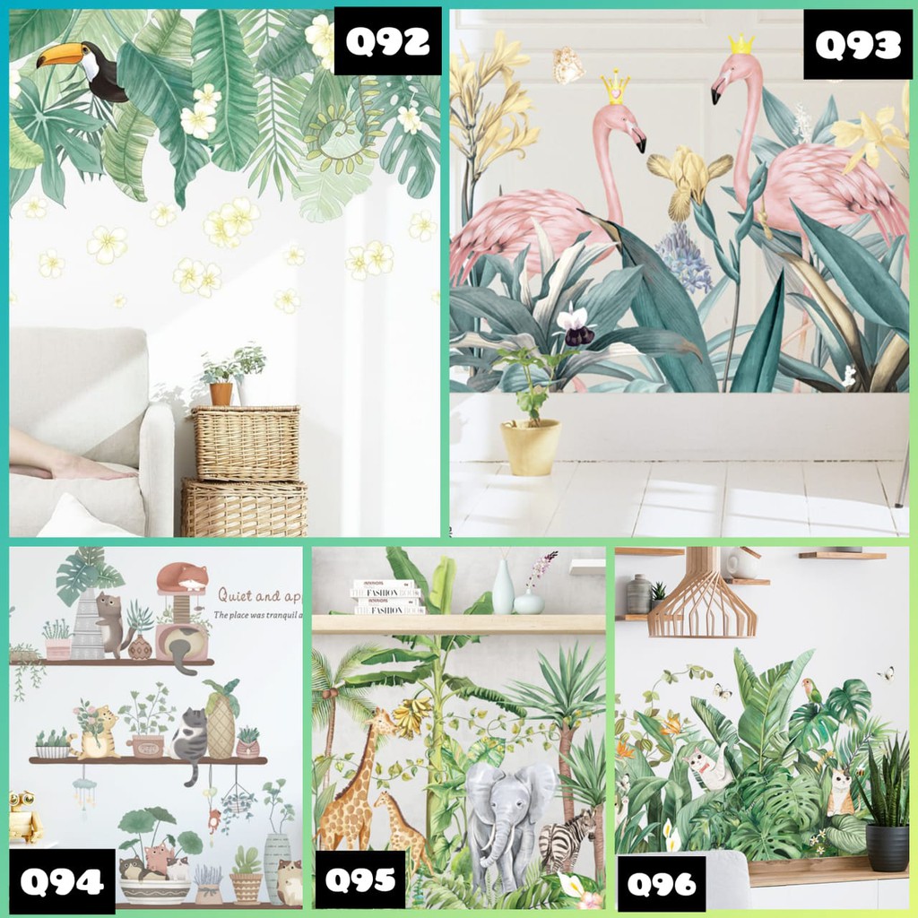 WALLSTIKER WALLSTICKER WALLPAPER WALL STICKER STIKER DINDING ANIMAL BINATANG GAJAH FLAMINGGO FLAMINGO KUCING JERAPAH ZEBRA DAUN HIJAU RAMBAT JUNTAI DEKORASI RUMAH KERAMIK PINTU KACA KAMAR MANDI RUANG TIDUR ANAK ANAK Q 92 93 94 95 96 Q92 Q93 Q94 Q95 Q96