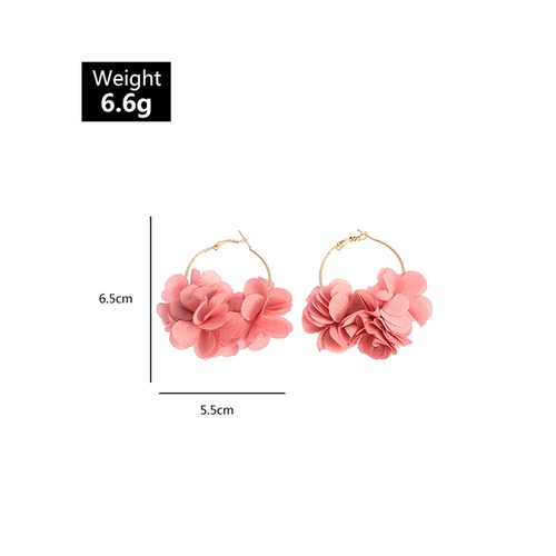 LRC Anting Tusuk Fashion Geometric Fabric Flower Alloy Large Ring Earrings K37005