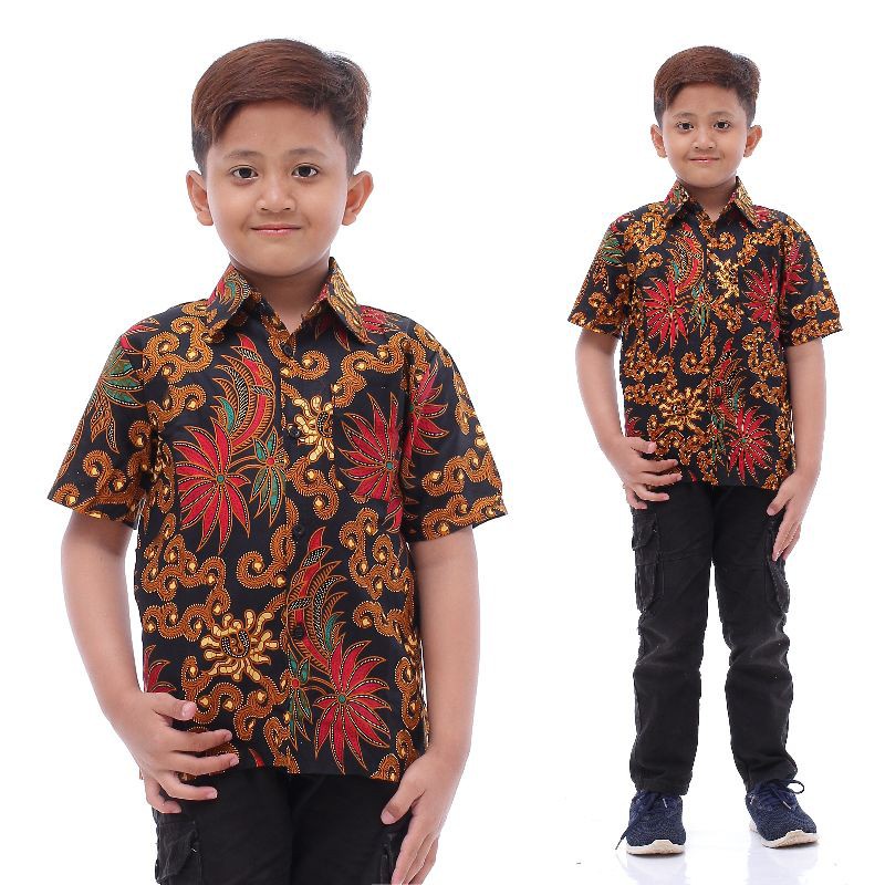 Kemeja Batik Anak / Hem Anak Pendek Laki Laki Motif Ulir 4-11 tahunnn