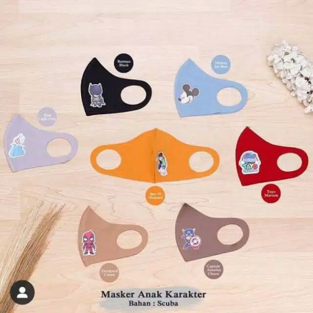 ASS || Masker Kain Scuba Fashion / Scuba Polos / Scuba Motif / Scuba Anak Non Medis Bisa Dicuci