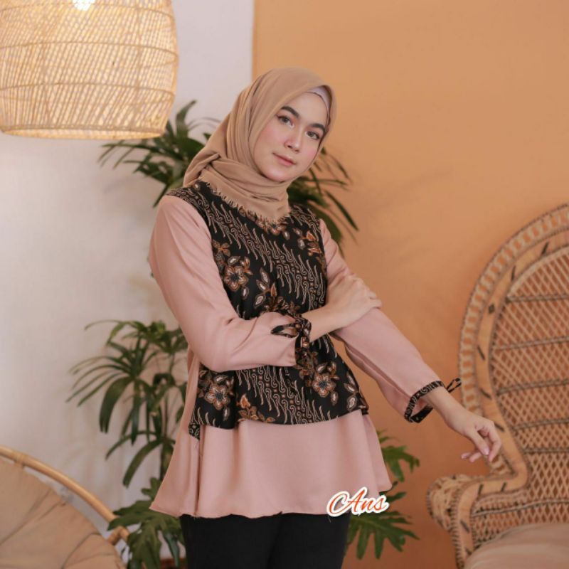 tey-17 Batik wanita ASJ SA HRB026 Kenongo Kemeja Tosca Pendek-2