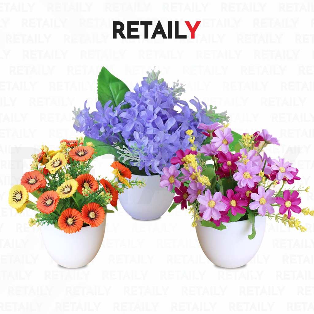 Retaily PT17 PT18 PT21 Pot Tanaman Hias Bunga Hias Plastik Ornamen Pot Bongsai Artificial Flower Decoration