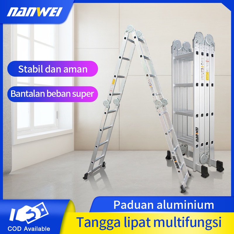 NANWEI - Tangga Lipat 4.7 Meter Paduan Aluminium Teleskopik Tangga