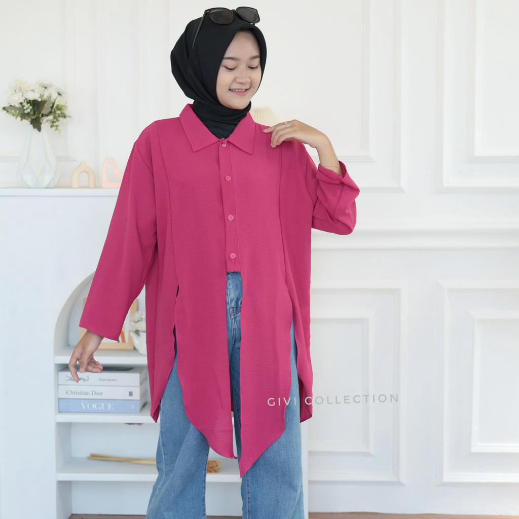 Reyra tunik crinkle | kemeja atasan wanita | Tunik Crinkle Oversize Dress