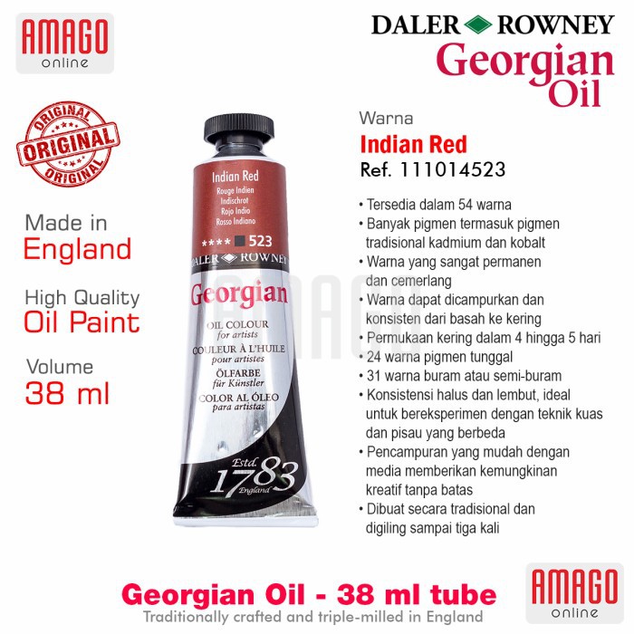 DALER-ROWNEY - GEORGIAN OIL 38 ml - INDIAN RED - 111014523