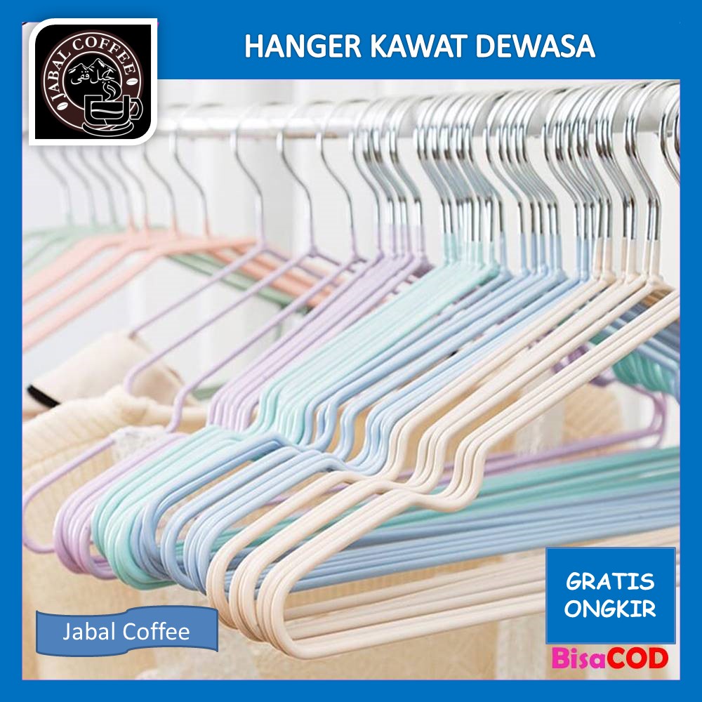 Gantungan Baju Stainless Steel Lapis Karet 1 Pcs / Hanger Kawat Dewasa