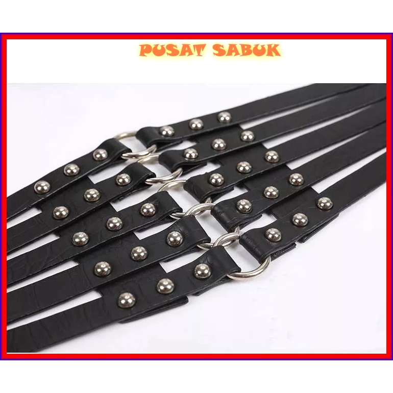 Sabuk Wanita Obi Kulit Women Belt Ikat Pinggang Hitam Pingang Fashion Gesper Cewek Karet Kekinian Korea Oby Besar Jumbo Big size Gasper Baru Cantik Elastis Murah Waist Tali Bulat Ramping Blet Mewah Model