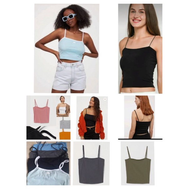 H&amp;M Crop Tank top Wanita Bahan Katun Original Branded