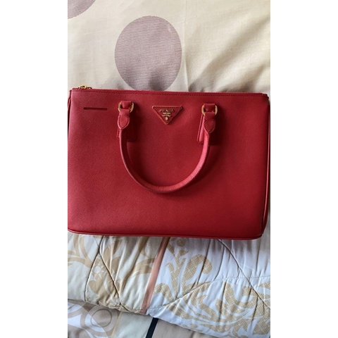 LIKE NEW TAS PRADA MILANO RED SAFFIANO LEATHER BAG BRANDED tote shoulder bag selempang SECOND BEKAS 