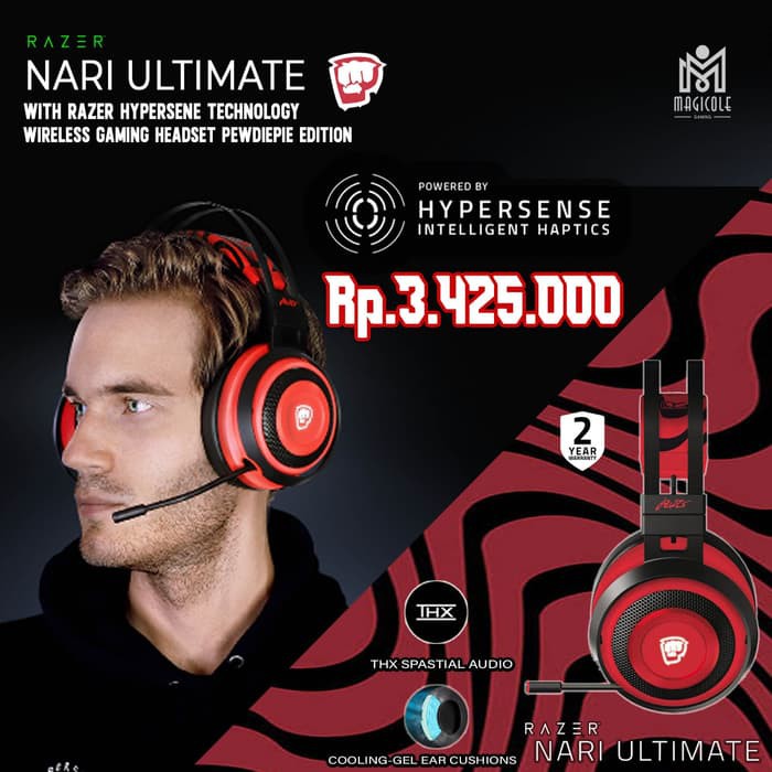 Razer Nari Ultimate Pewdiepie Wireless Gaming Headset Shopee Indonesia