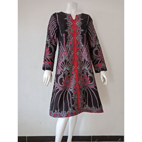 tunik batik modern tuniknsolo ataaan batik kerja baju batik murah batik wanita modern tunik biru don
