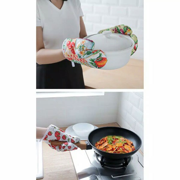 Sarung Tangan Masak Motif / Sarung Tangan Anti Panas Kitchen Set Gloves Oven Microwave / TV-83